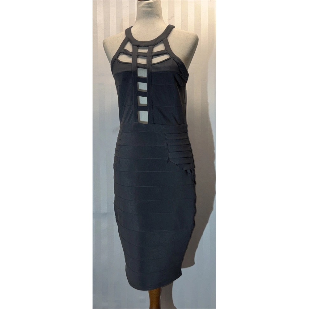 Misguided Bandage Bony Dress Gray. Size 12